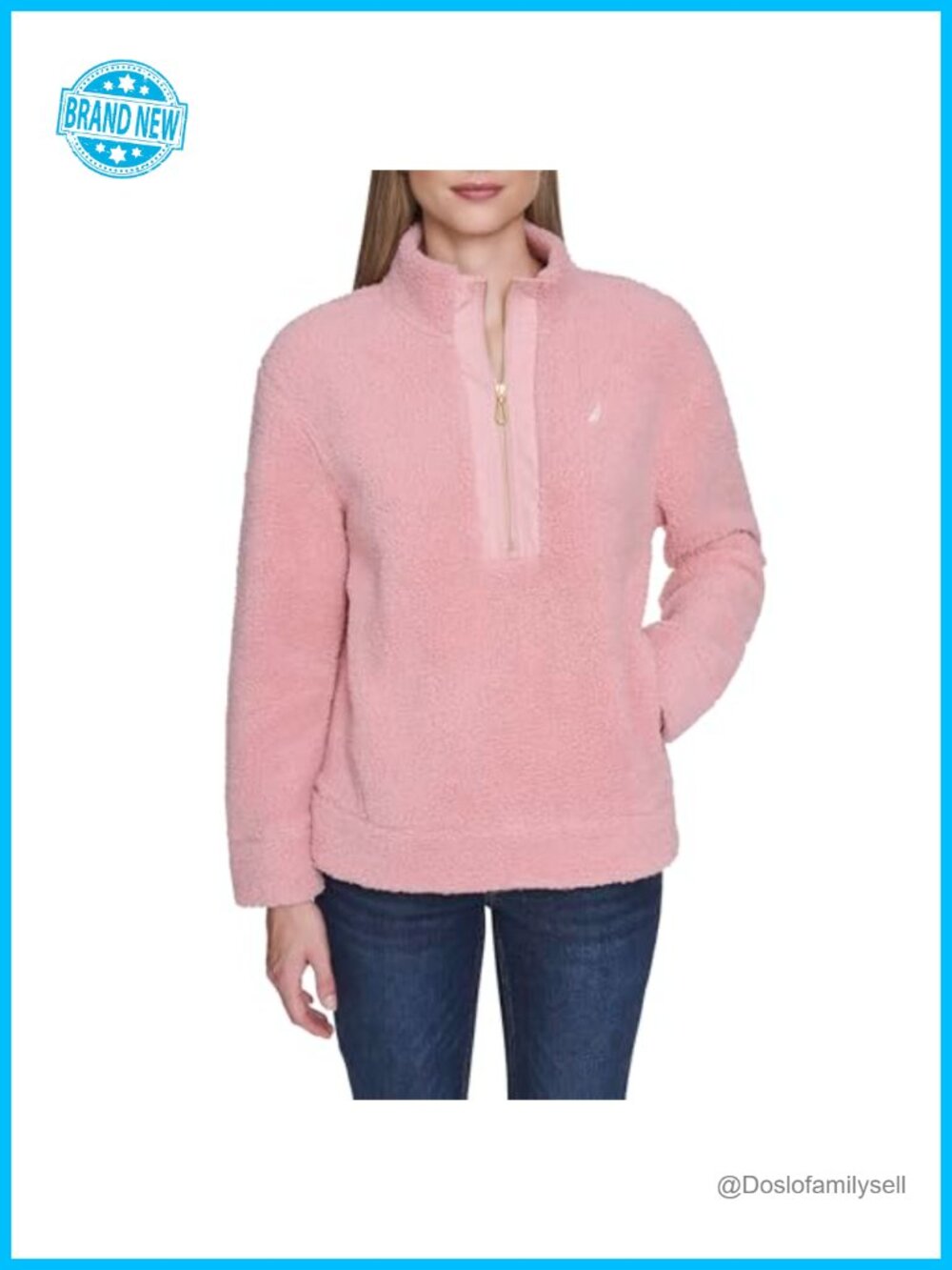 Nautica Mockneck Fleece Sweater Pullover 1/4 Zip Long Sleeve
